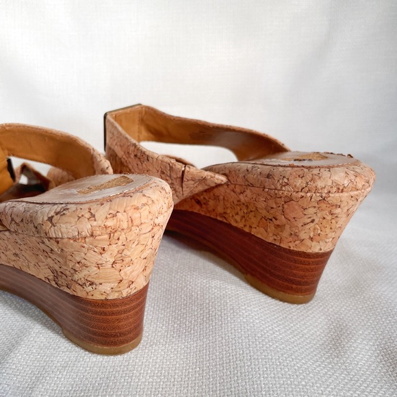 Vintage Michelle D Cork Wedge Heels with Square Charm Detail - Picture 5 of 6